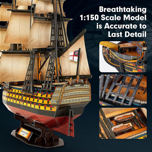 CubicFun 3D Puzzles Large HMS Victory Vessel Ship Model Kits, 189 Pieces, T4019h