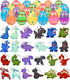 24 Pack Prefilled Easter Eggs with Dinosaur Pop Keychain Toys for Egg