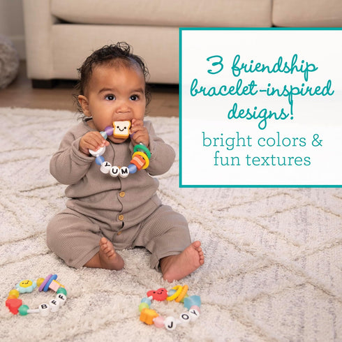 3-Pack Infantino Friendship Baby Teethers, Soft Silicone Teething Toys, Sensory Textures, Easy to Grip, BPA-Free