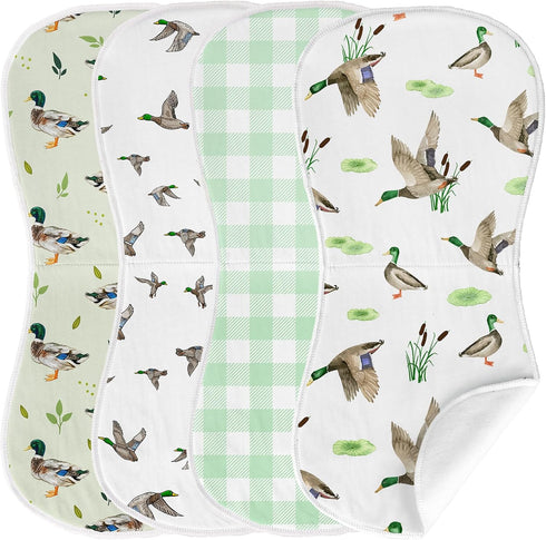 Besaomeom 4 Pack Mallard Duck Baby Burp Cloths for Boy Girl, Duck Hunting