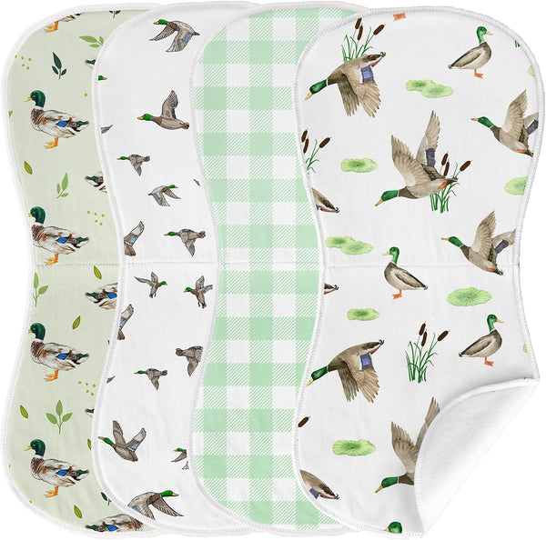 Besaomeom 4 Pack Mallard Duck Baby Burp Cloths for Boy Girl, Duck Hunting