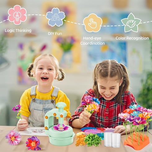 3+ Fabric Flower Bouquets Toys,DIY Craft Kits for Kids,Arts and Crafts Toy for Year Old Girls,Flowers Market Toy,Build