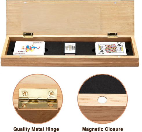15'' 3 Set, 2 Vamslove Magnetic Cribbage Board Wooden Folding Track Game w/Instruction, Storage Slots for Playing