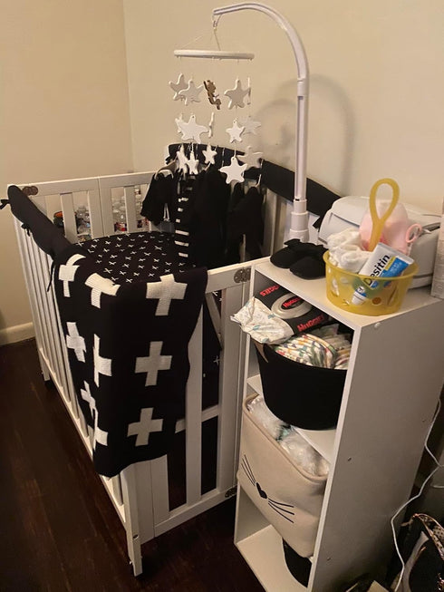 3040 Inch mimixong Baby Blankets Knitted Toddler Blankets Black and White with Cross Swiss Pattern for Boy and Girl