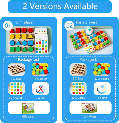 Shape Matching Game, Color Sensory Educational Toy, Geometric Quick Matching Board Game for Kids