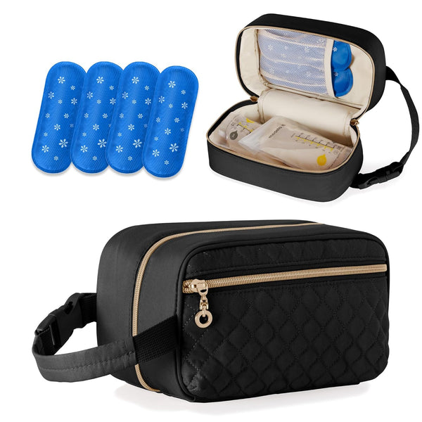 Damero Breastmilk Cooler Bag with 4 Ice Packs -Breastmilk Cooler Travel Bag