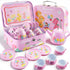 JOYIN Fairy Blossom Tea Party Set for Little Girls, Pretend Pink Tin