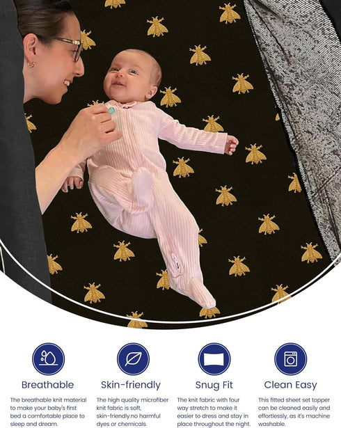 TotAha Premium Soft Pack n Play Sheets, Super Stretchy Jersey Knit Mini Crib Sheets Fitted, Silky Comfort Graco Pack and Play Mattress Sheets, 2 Pack by TotAha