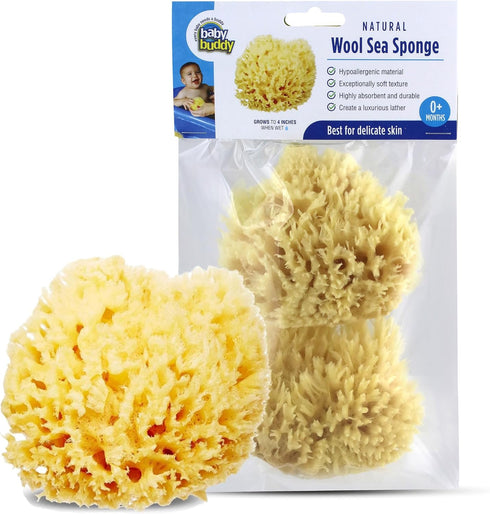 Baby Buddy Absorbent Natural Bath Sponge, Ultra Soft Premium Sea Wool Sponge,
