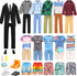 Miunana Doll Clothes & Accessories Lot - 16 Items, Classic Black Suit for Boy Doll, 4 PCS Casual Wear, 5 PCS Pants, 3