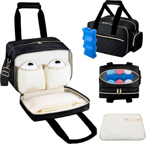 Breastmilk Cooler Bag with Ice Pack, Wearable Breast Pump Storage Bag, Insulated