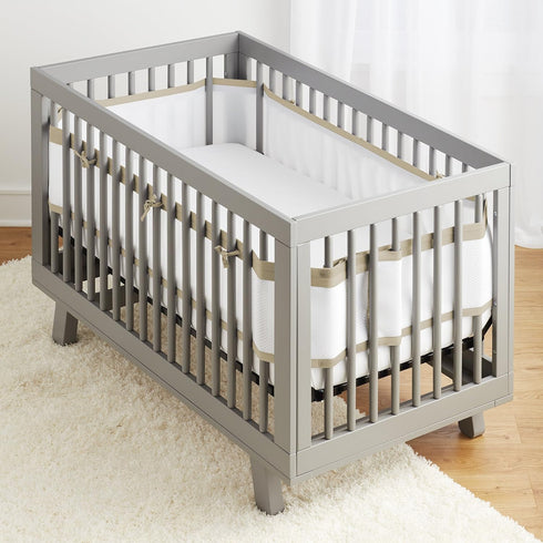 BreathableBaby Breathable Mesh Liner for Full-Size Cribs, Deluxe 4mm Mesh, Natural Linen