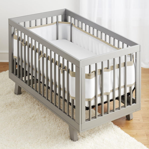 BreathableBaby Breathable Mesh Liner for Full-Size Cribs, Deluxe 4mm Mesh, Natural Linen