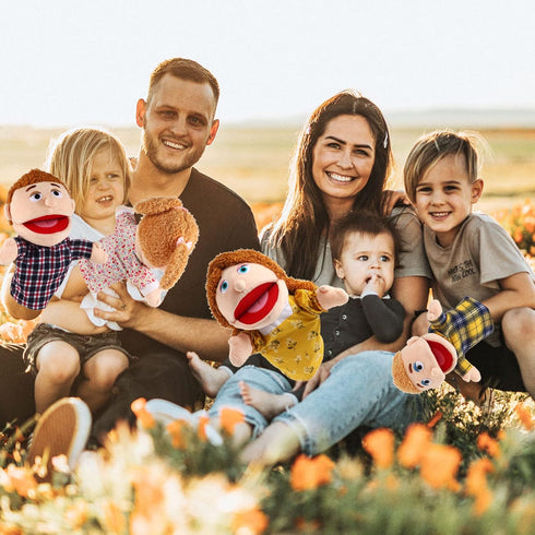 6 Pcs Family Hand Puppets - 12 Inch Plush Role-Play Toy Puppets for Kids Storytelling