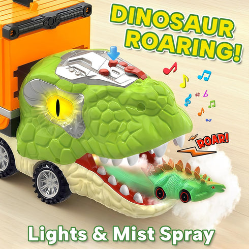 3-5, Set 8 3 4 5 6 7 Dinosaur Carrier Truck Race Track Toys for Kids Large Toy Cars Track with Small Dinosaur Cars