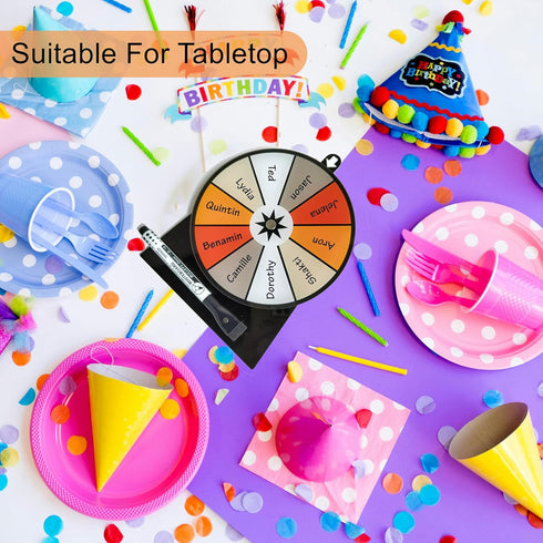 6 Inch Prize Wheel - Spinning Wheel for Prizes, 10 Slots Color Tabletop Roulette Spinner, Portable