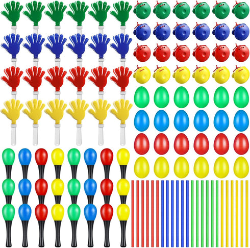 120 Pcs Musical Instruments Learning Toy - Includes Egg Shakers, Sand Hammers, Maracas, Clappers, and More
