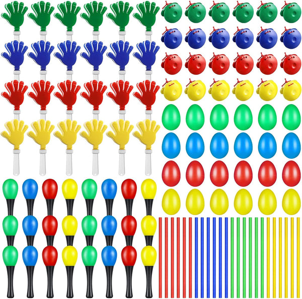 120 Pcs Musical Instruments Learning Toy - Includes Egg Shakers, Sand Hammers, Maracas, Clappers, and More
