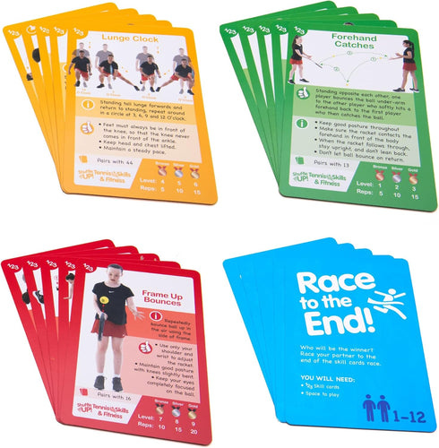 70+ 2 Shuffle Up Tennis Card Games - Fun & Active Skills Cards for Kids, Fitness Card Develop Fundamentals, Stamina