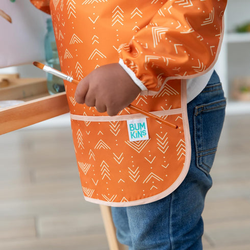 3-5 Bumkins Sleeved Smock, Toddler Reusable Waterproof Bib for Girls and Boys Ages Years, Long Sleeve Childrens, Kids