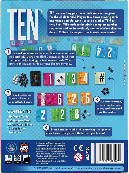 AEG: Ten - Push Your Luck Card Game for The Whole Family, Easy to Learn, Quick to Play, Ages 10 and Up