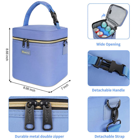 Pack 6 9 Mancro Breastmilk Cooler Bag with Ice Fits Baby Bottles Up to Ounce, Insulated Baby Bottle Bag with Strap