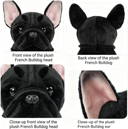 TUKVESZE 8.6 inch French Bulldog Stuffed Animal, Realistic Puppy Plush Cute Soft Dog Gifts for Boys and Girls (Black)