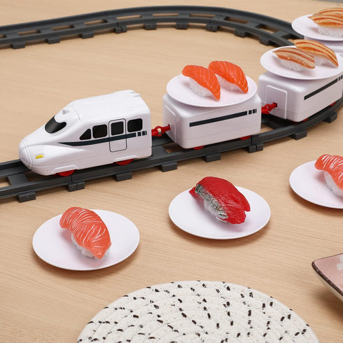 Set TOYANDONA Sushi Train Rotating Table Food Train Battery Powered Electric Train Toy Under Christmas Tree Train Track