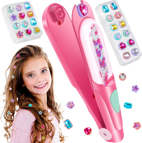 Vunrahsg 3 4 5 6 7 8-12 Hair Gem Stamper Kit Hair Accessories for Girls Toy Bling Hair Styling Tool Reusable Shining