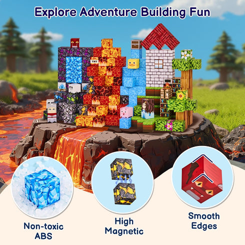 EWED 200PCS 3+ Magnetic Blocks - Easter Toys for Kids, Magnetic Building Blocks Cubes Tiles, Stacking Magnets School