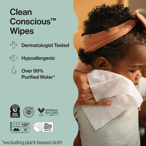 288 Count The Honest Company Hypoallergenic Multi-Use Baby Wipes for Sensitive Skin, Geo Mood