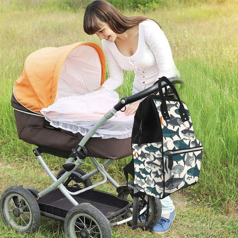 DWVTSLH Backpack Mummy Backpack fish Diaper Bag Multifunction Nappy Bags Waterproof Large Capacity Travel Essentials