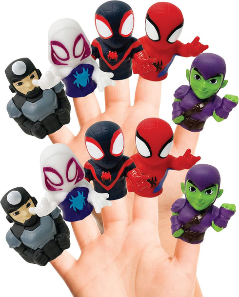 Spidey & His Amazing Friends 10 Piece Finger Puppet Set - Educational and Bath Toys for Playtime