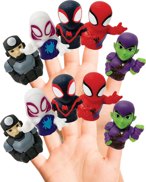 Spidey & His Amazing Friends 10 Piece Finger Puppet Set - Educational and Bath Toys for Playtime