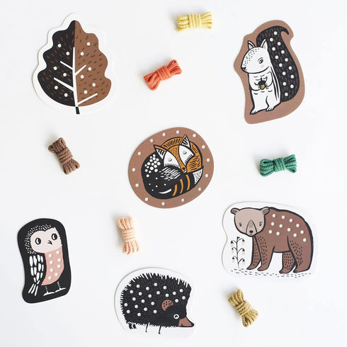 Wee Gallery Woodland Lacing Cards, Sewing Board and Travel Game for Toddlers, Montessori-Inspired Educational Craft