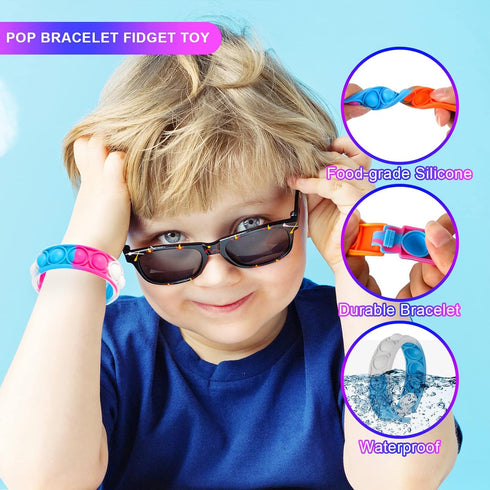 24 Pack Pop Bracelets Fidget Toys Bulk Its Party Favors for Kids Pop Fidget Bracelet It Fidget Toy Fidgets