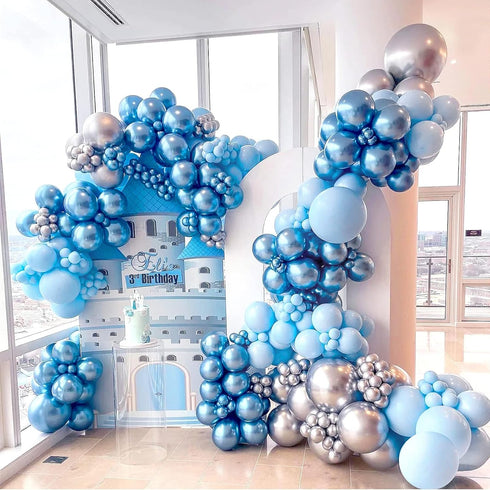 FOTIOMRG 110pcs 18 12 10 5 inch Pack Light Blue Balloon Garland Arch Kit, Light Blue Latex Balloons Different Sizes
