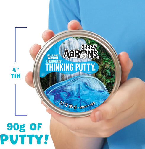 Crazy Aaron's Transparent Thinking Putty - 4" Falling Water Liquid Glass See Through Tin, 90 Grams, Never Dries Out,