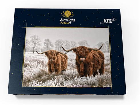 MyPuzzle Hairy Scottish Highland Cattle in A Winter Landscape, Premium 1000 Piece Jigsaw Puzzle