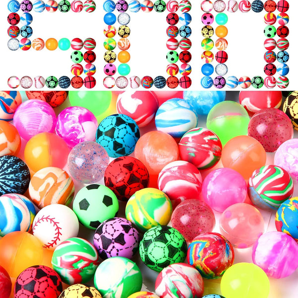 500 Pieces Bouncy Balls in Bulk, 25 mm/1 Inch Rubber High Bouncing Balls for Kids Party Favors and Outdoor Activities