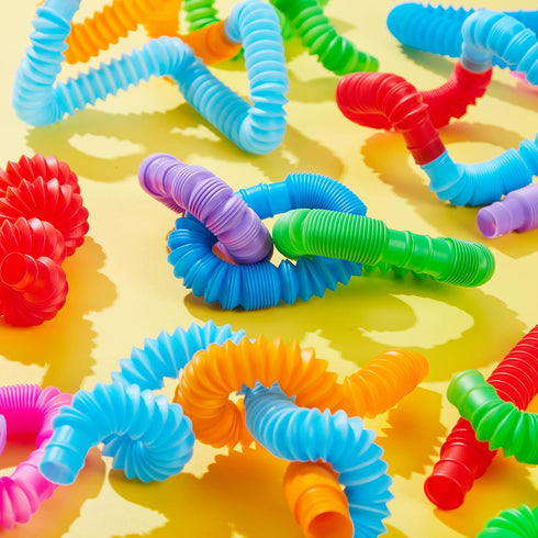JOYIN 18 Pack Pop Tubes, Sensory Fidget Toys for Party Favors - Connectable and Extendable for Stress Relief