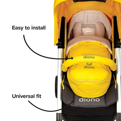 Diono Universal Newborn Pod for Sleeping, Water Resistant Lining, Baby Head and Body Support, Yellow Sulphur