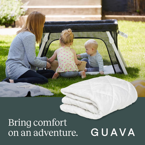 Guava Family Travel Crib Sheet | Plush Quilted Fitted Sheet, Manufacturer-Approved Fit | Soft and Breathable Crib Sheet