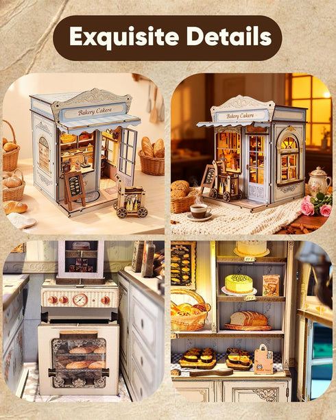 DIY Miniature House Kit, Mini Dollhouse Kit with LED for Beginners Adults, Book Nook Model Building Craft Diorama Kits