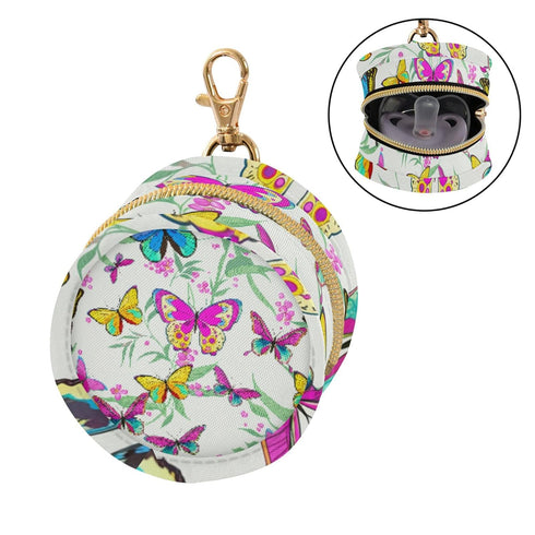 PYBUG Butterfly Round Pacifier Storage Case, Polyester & TPU Lined with Hook Buckle, Pacifier Container Box for Baby