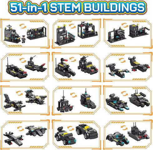 HISTOYE 51-in-1 Robot Building Kit, STEM Erector Set for Kids 8-12, Engineering Construction Toys Gifts