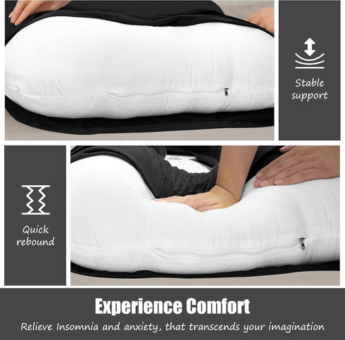 57 Inch HIPHOP PANDA U-Shaped Pregnancy Pillow for Sleeping - Full Body Maternity Support Pillow with Removable Cover