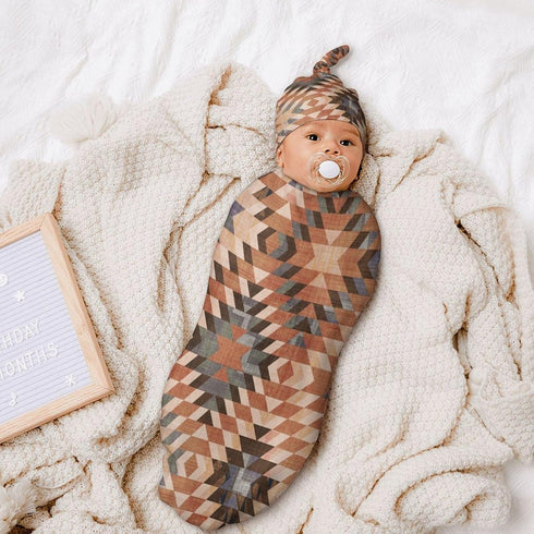 milanoir Southwestern Vintage Newborn Baby Swaddle Blanket With Beanie Hat Baby Receiving Blanket Baby Wraps Blankets