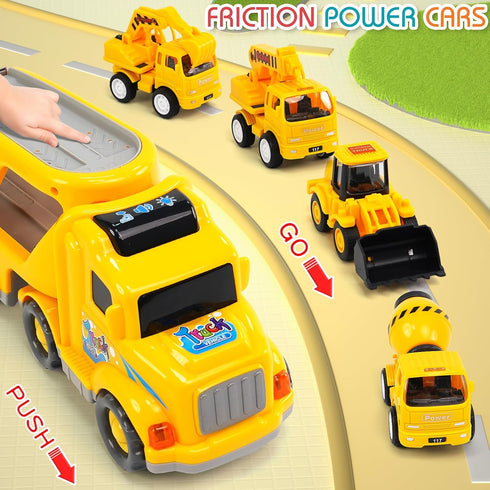 9 1 3 4 5 6 3 4 5 6 Veslier in Construction Truck Toys for Ages Years Old,Vehicles with Sounds and Lights in Carrier