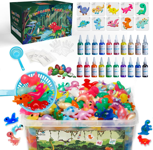 Magic Water Elf Toy Kit - Aqua Fairy Water Gel Kit with 20 Magic Gels & 10 Dinosaur Molds, DIY STEM Kits for Kids